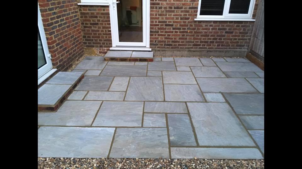 small indian sandstone patio
