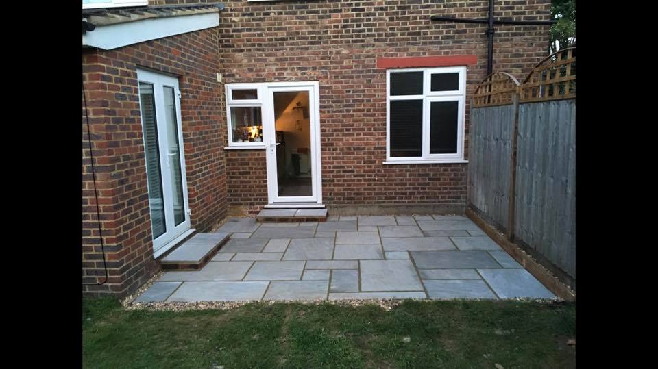 small indian sandstone patio